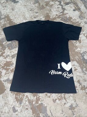 Men's Black Graphic Crewneck T-Shirt with White Heart Detail